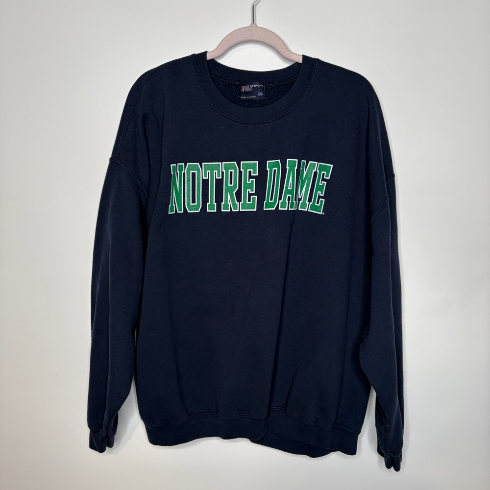 Vintage MV Sport 90's Notre Dame Navy Blue Sweatshirt Size XXL Unisex